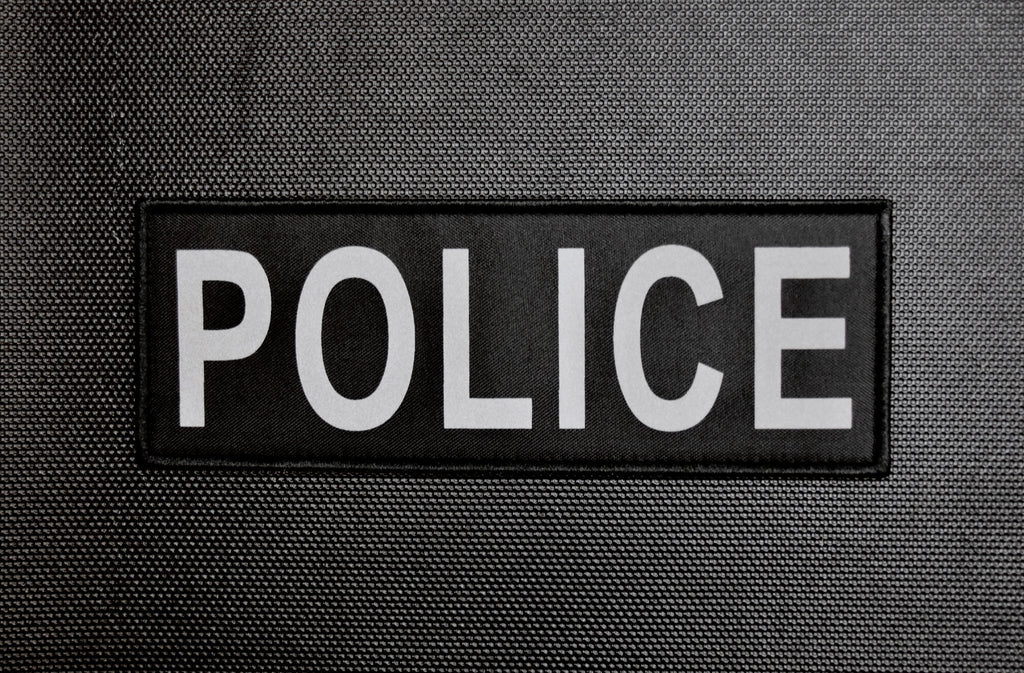 Large Reflective POLICE Patch - Black & Grey