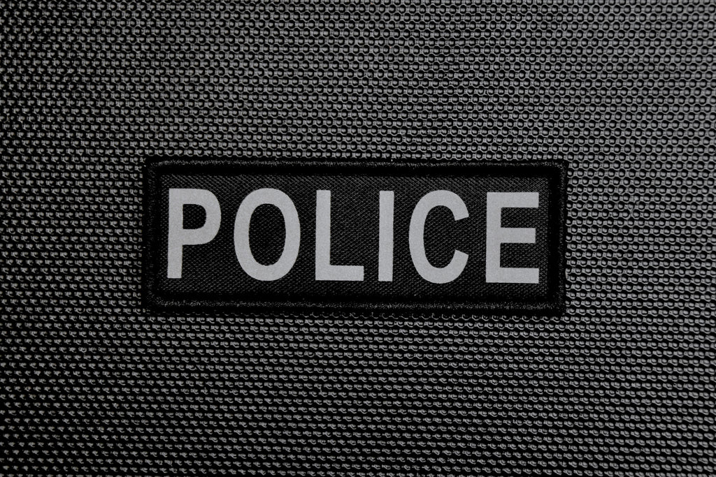 Reflective POLICE Nametape Patch - Black & Grey