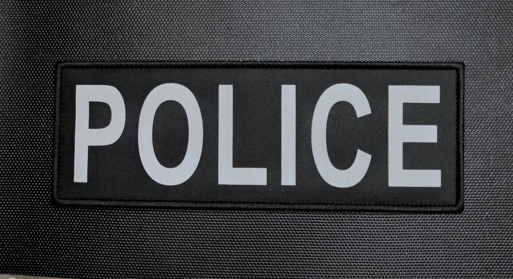 XL Reflective POLICE Patch - Black & Grey