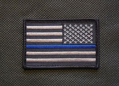 Thin Blue Line Reverse United States Flag Patch - Iron On