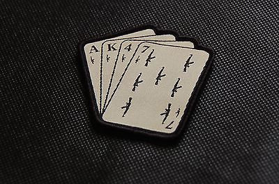 AK47 Playing Cards Woven Morale Patch - Black On Tan