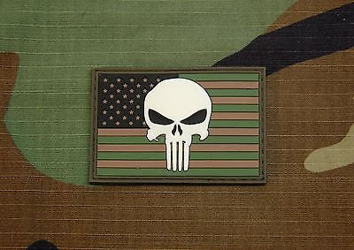 USA Flag Patch 3D PVC Morale Patch - Woodland GITD