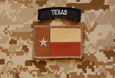 Tan Texas State Flag / B & W Texas Tab Patch Set