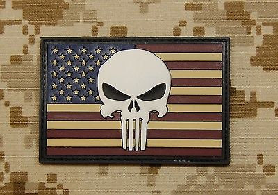 Large Indian Chief Skull American Flag Patch