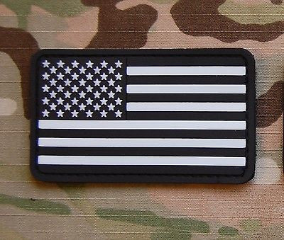 US Flag PVC Morale Patch - Black & White – BritKitUSA