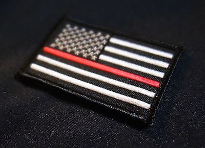 Bartact PVC Rubber Flag Patch w/ Velcro/Hook Backing Thin Red Line USA Flag - Stars on Left Red/Black/Grey 2 x 3 FLAGLP23RL