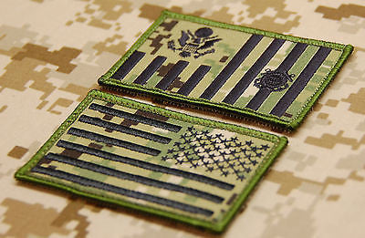 NWU Type III US Coast Guard Ensign Flag & Reverse US Flag Uniform Patch Set