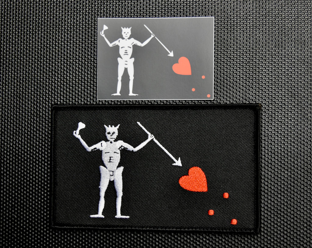 Large Blackbeard Pirate Flag Patch & Decal Set