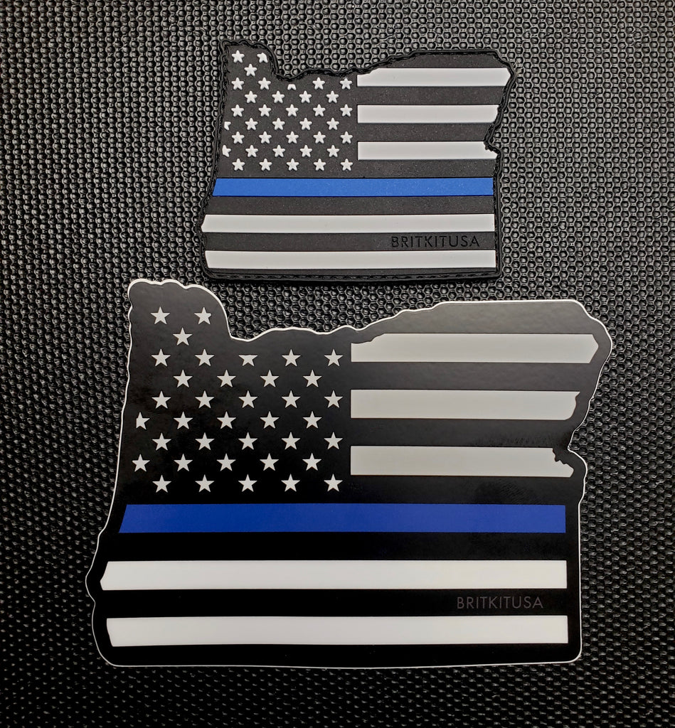 Oregon State Thin Blue Line 3D PVC Morale Patch & Decal Set