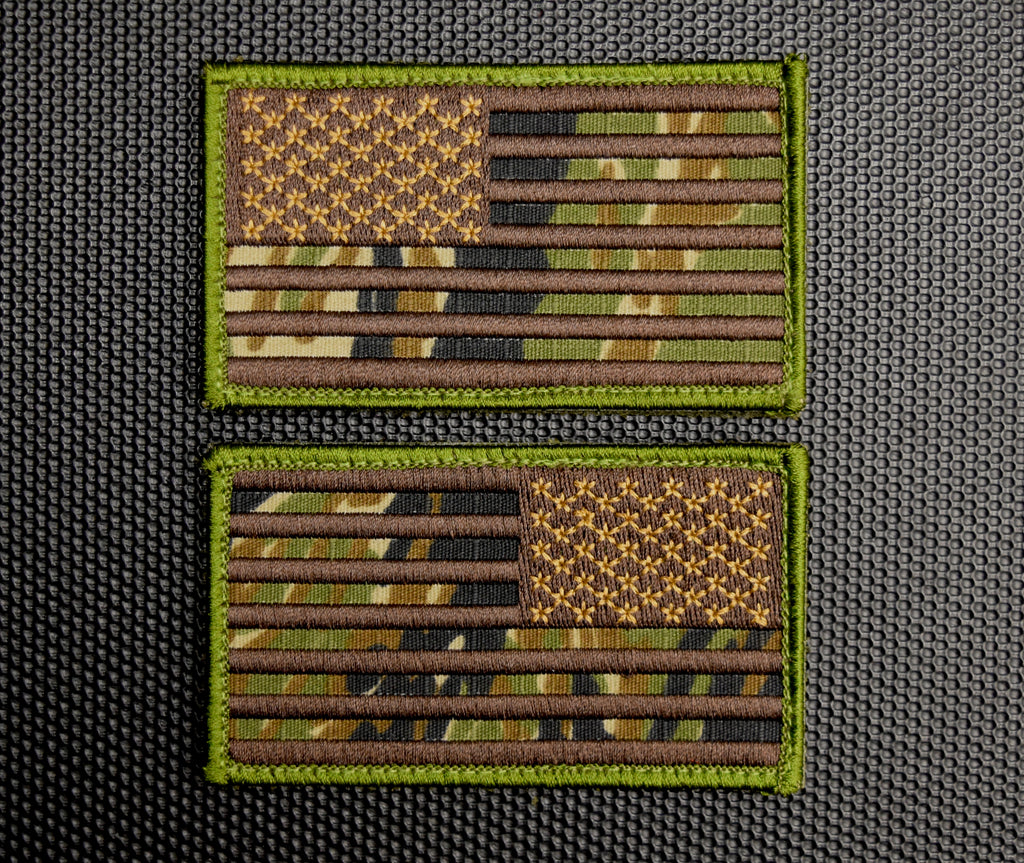 Tiger Stripe US Flag Embroidered Patch Set