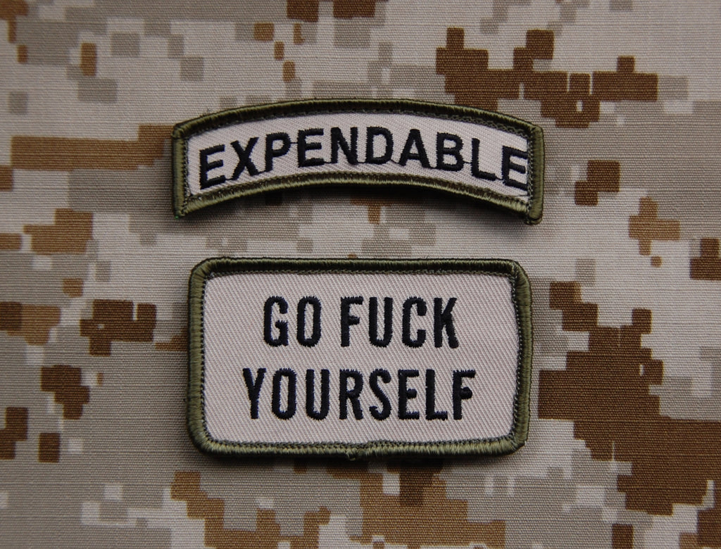 EXPENDABLE Tab & GO FUCK YOURSELF Morale Patch Set