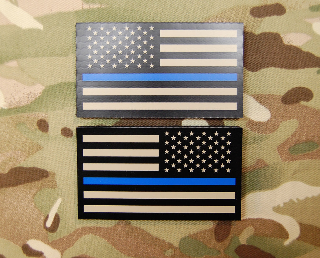 Infrared Thin Blue Line US Flag Patch Set