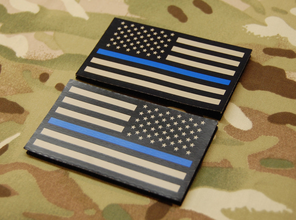Infrared Thin Blue Line US Flag Patch Set
