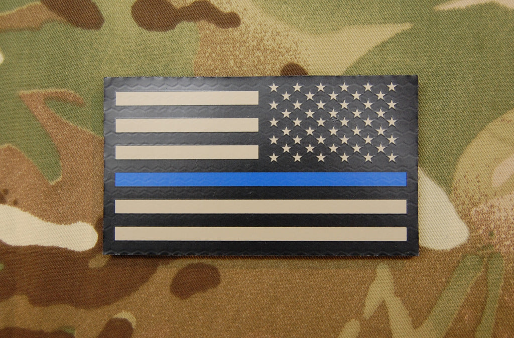 Infrared Thin Blue Line US Flag Patch Set