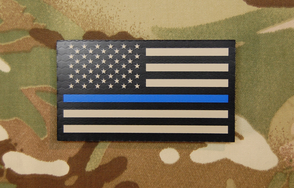 Infrared Thin Blue Line US Flag Patch Set