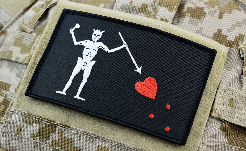 Large Edward Teach / Blackbeard 5" x 3" Flag Morale Patch