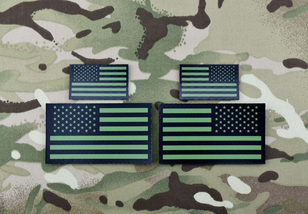 Infrared US Flag Standard & Mini Full Patch Set - Green & Black