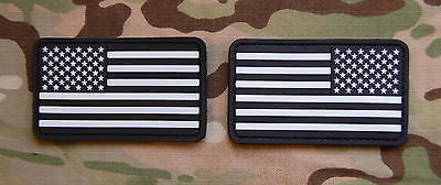 USA US Stars & Stripes Flag Patch Set Glow In The Dark GITD Velcro PVC Patch