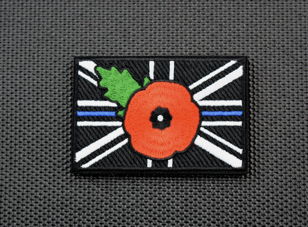 Premium Embroidered UK Thin Blue Line Poppy Patch