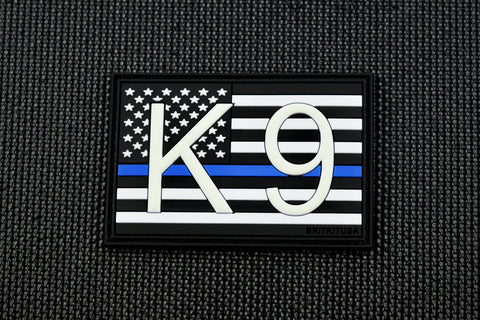 K9 US Flag 3D PVC Morale Patch - B&W GITD