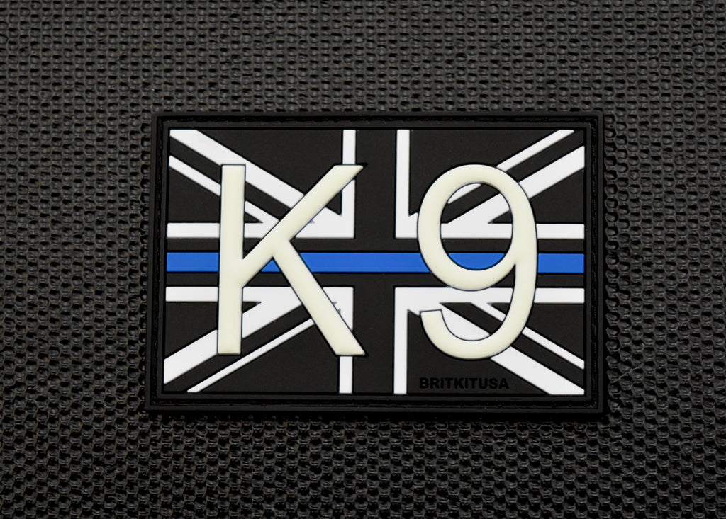 K9 UK Flag 3D PVC Morale Patch -Thin Blue Line GITD