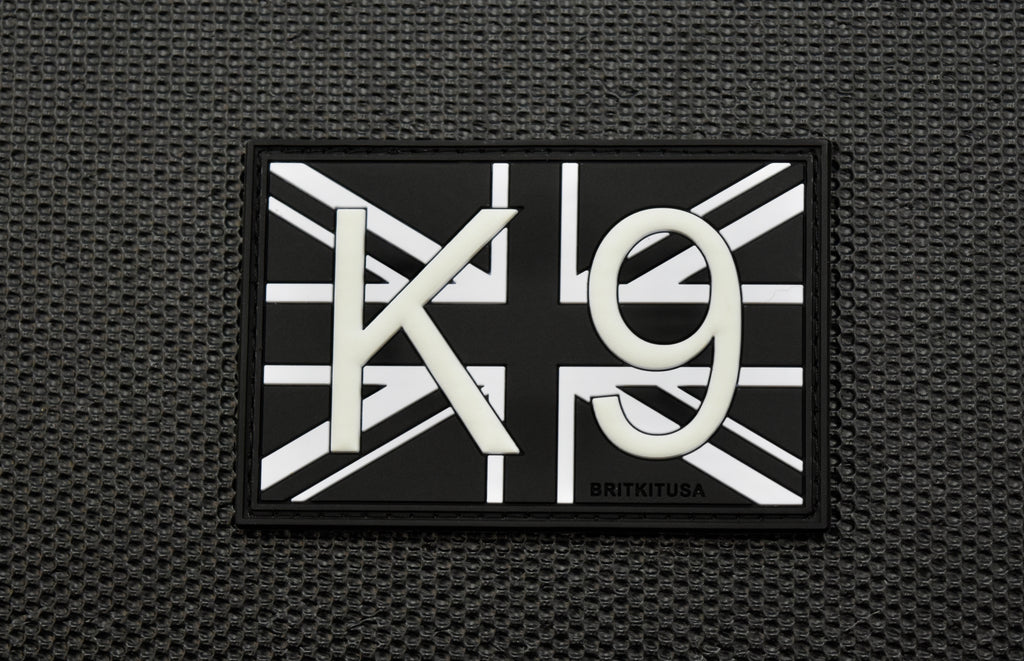 K9 UK Flag 3D PVC Morale Patch -B&W GITD