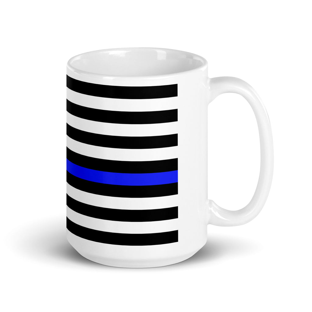 Thin Blue Line US Flag White Glossy Mug