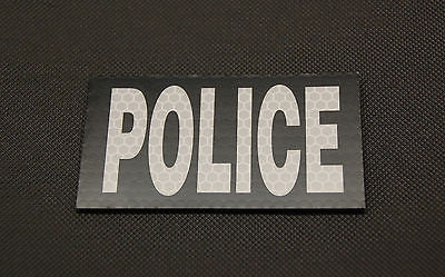 8" X 3" Woven POLICE Placard Patch-Black & Gray