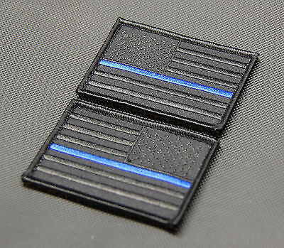 Blackout Thin Blue Line United States Flag Morale Patch Set