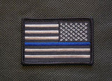 Thin Blue Line Reverse United States Flag Patch - Iron On