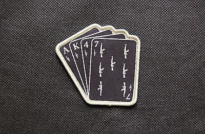 AK47 Playing Cards Woven Morale Patch - Tan On Black
