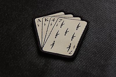 AK47 Playing Cards Woven Morale Patch - Black On Tan