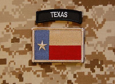 Subdued Texas State Flag / B & W  Texas Tab Patch Set