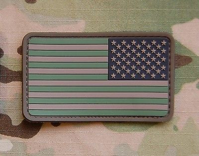 Reverse US Flag PVC Morale Patch - Woodland