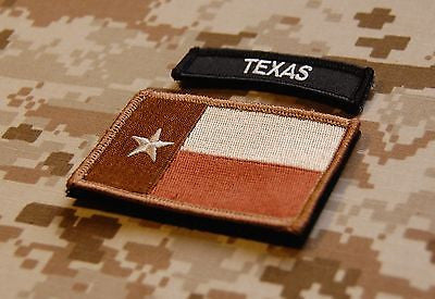 Tan Texas State Flag / B & W Texas Tab Patch Set