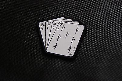 AK47 Playing Cards Woven Morale Patch - Black On White