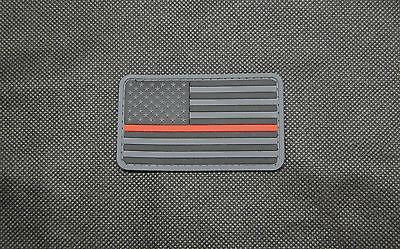 Thin Red Line PVC US Flag Patch - Gray