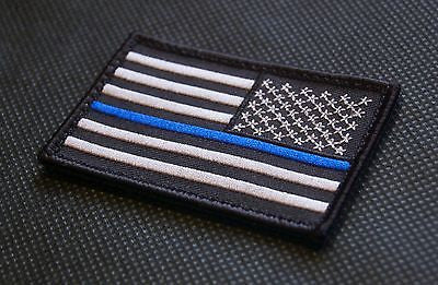 Thin Blue Line Reverse United States Flag Patch - Iron On