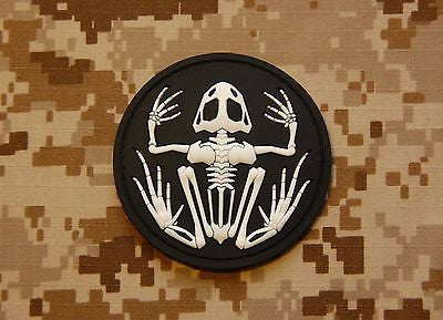 Frog Skeleton 3D PVC Morale Patch - Black & White Version