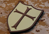 Crusader Cross Shield 3D PVC Morale Patch - Desert Subdued/AOR1