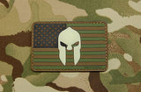 US Spartan Helmet Flag PVC GITD Morale Patch - Woodland