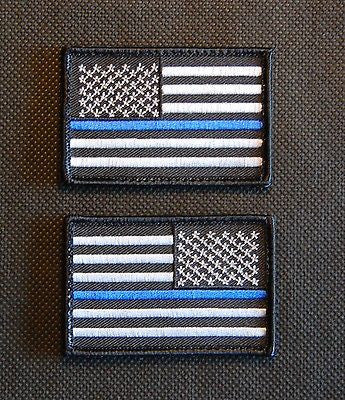 Reverse United States Thin Blue Line Flag Embroidered Morale Patch