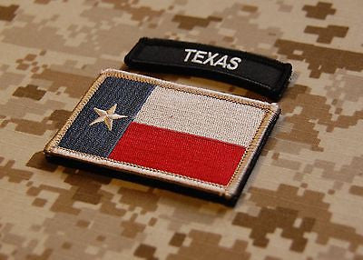 Subdued Texas State Flag / B & W  Texas Tab Patch Set