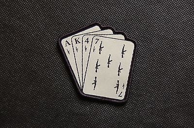 AK47 Playing Cards Woven Morale Patch - Black On Tan