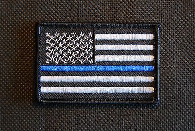 Subdued Thin Blue Line United States Flag Embroidered Patch