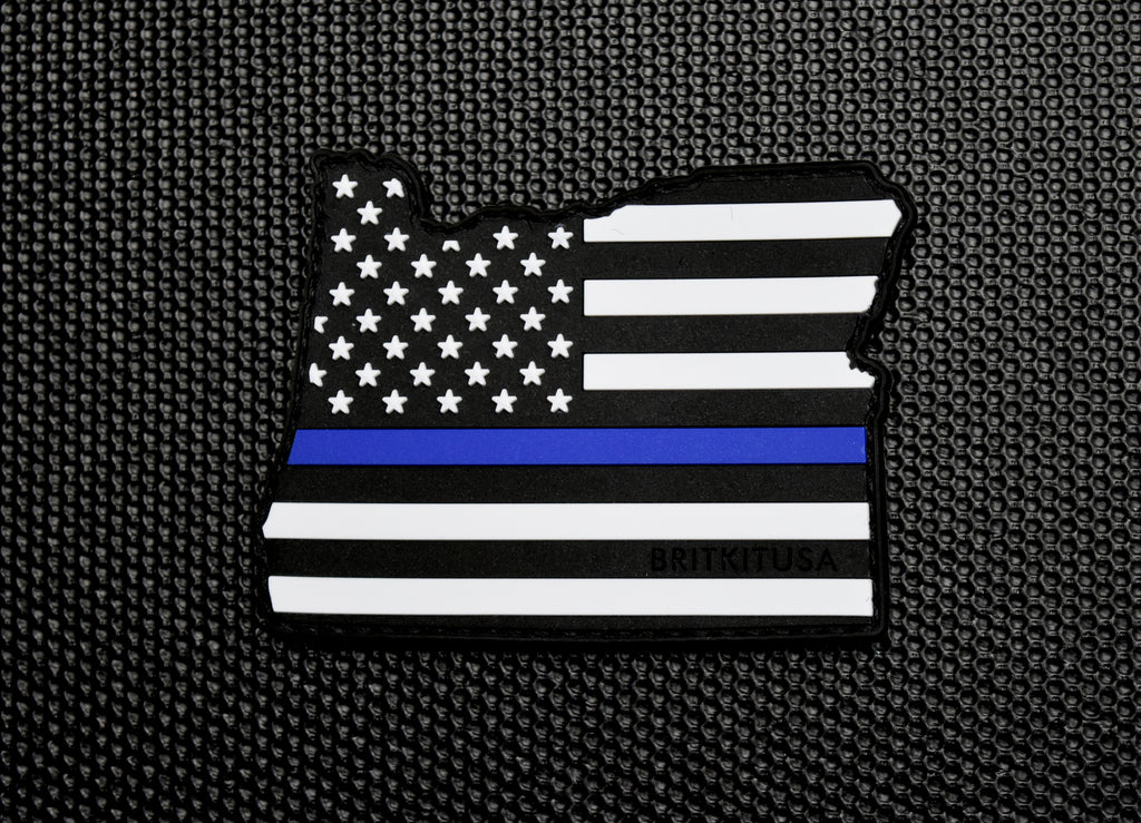 Oregon State Thin Blue Line 3D PVC Morale Patch & Decal Set