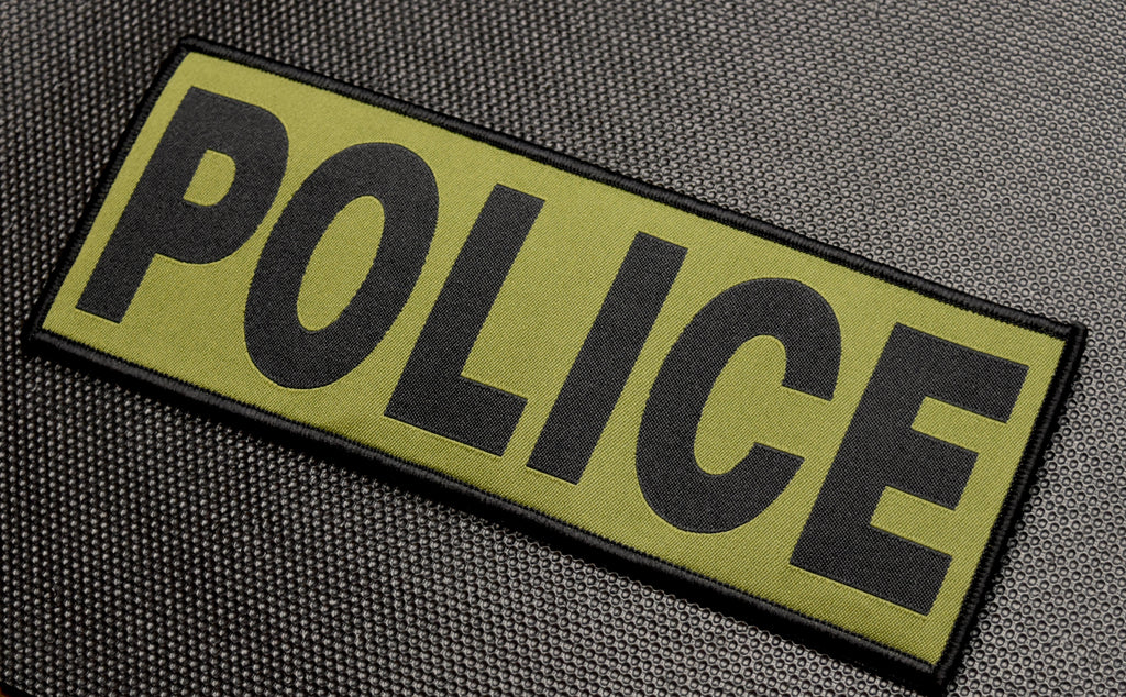 8" X 3" Woven POLICE Placard Patch-Olive Drab & Black Version