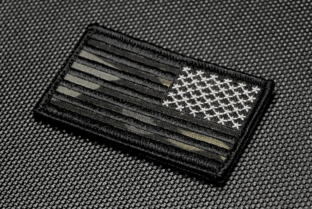 American Flag Embroidered Patch Black White