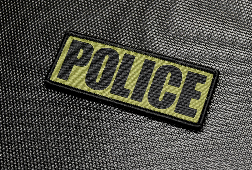 4" X 1.5" Woven POLICE Patch - OD & Black