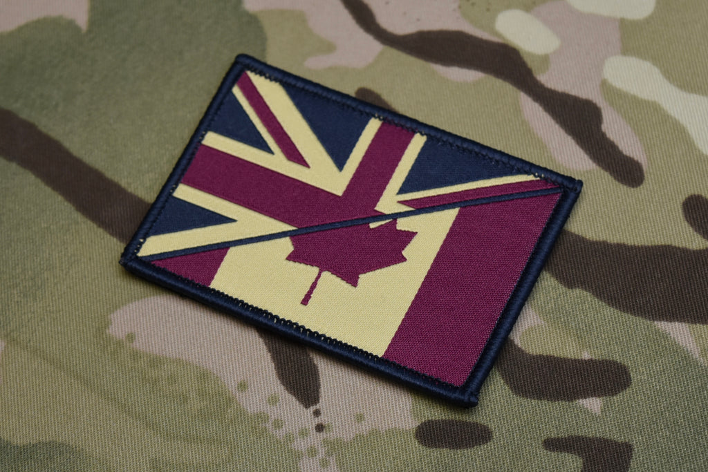 Subdued UK Canada Union Flag Maple Leaf Flag Woven Patch